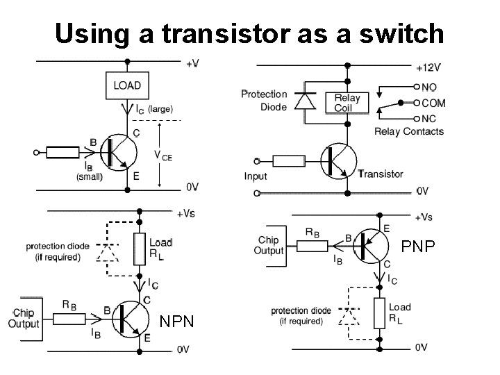 Using a transistor as a switch PNP NPN 