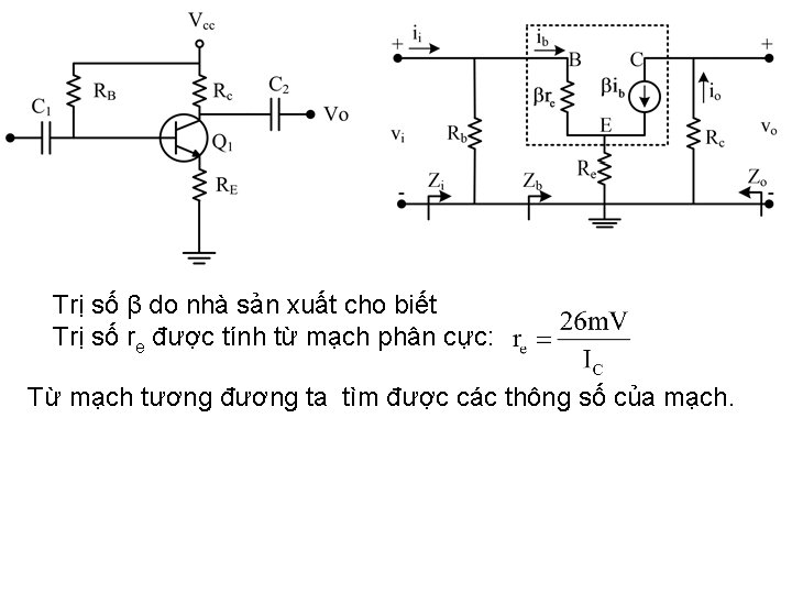 Trị số β do nhà sản xuất cho biết Trị số re được tính