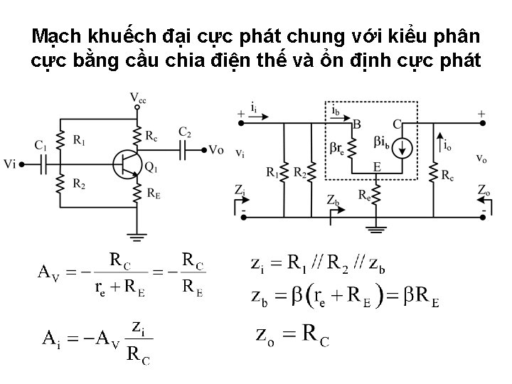 Mạch khuếch đại cực phát chung với kiểu phân cực bằng cầu chia điện