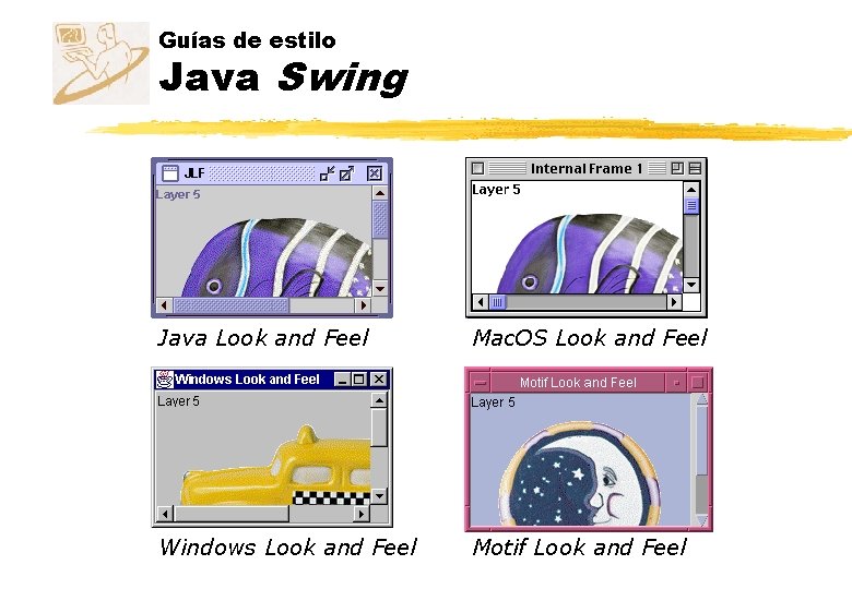 Guías de estilo Java Swing Java Look and Feel Mac. OS Look and Feel Guías de estilo Java Swing Java Look and Feel Mac. OS Look and Feel