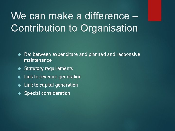 We can make a difference – Contribution to Organisation R/s between expenditure and planned