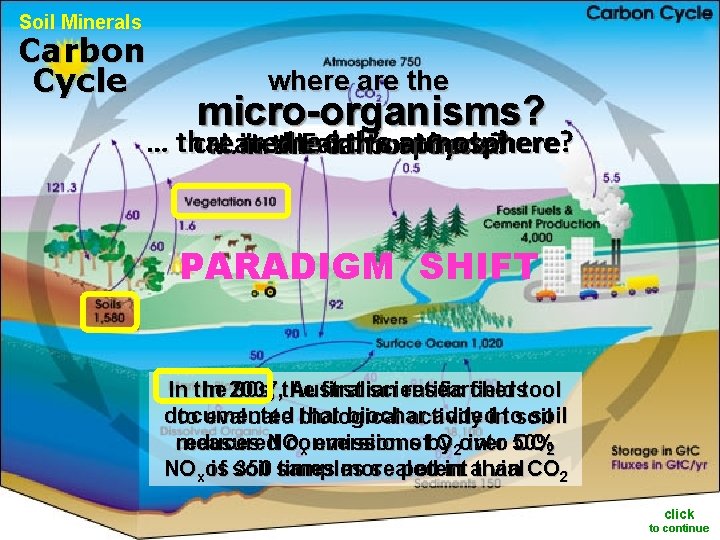 Soil Minerals Carbon Cycle where are the micro-organisms? micro-organisms … that the atmosphere? created