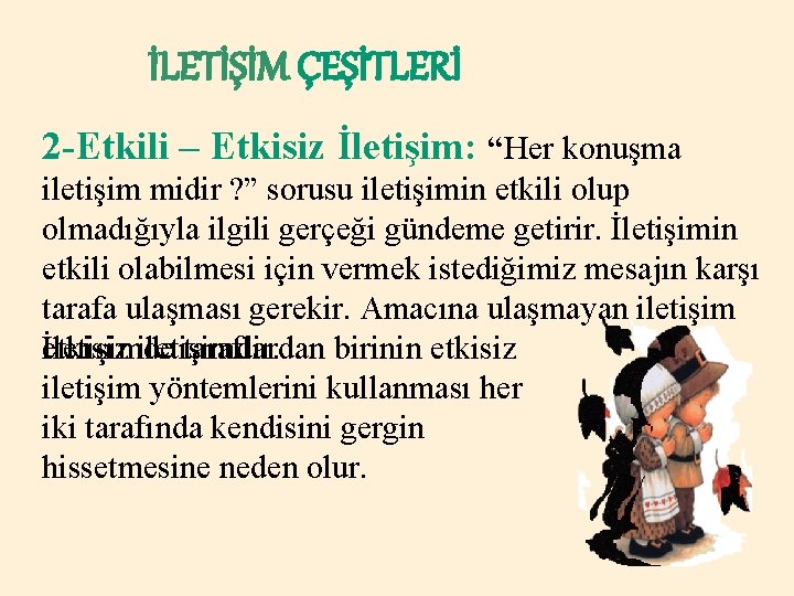 İLETİŞİM ÇEŞİTLERİ 2 -Etkili – Etkisiz İletişim: “Her konuşma iletişim midir ? ” sorusu