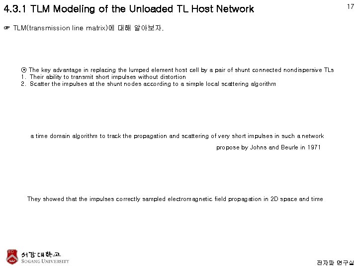 17 4. 3. 1 TLM Modeling of the Unloaded TL Host Network ☞ TLM(transmission