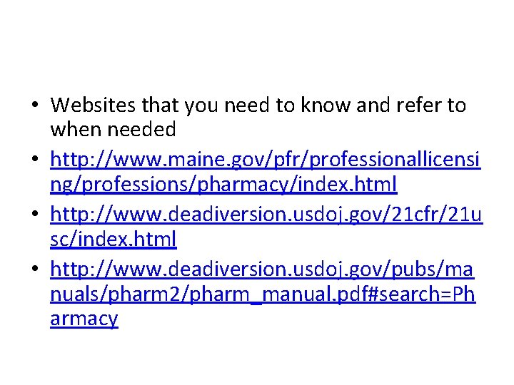  • Websites that you need to know and refer to when needed •