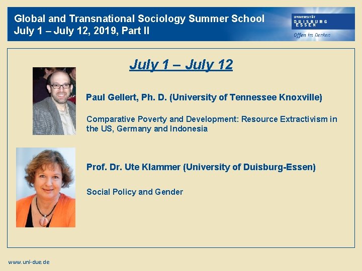 Global and Transnational Sociology Summer School July 1 – July 12, 2019, Part II