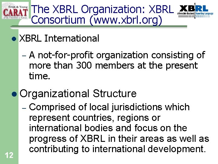 The XBRL Organization: XBRL Consortium (www. xbrl. org) l XBRL International – A not-for-profit