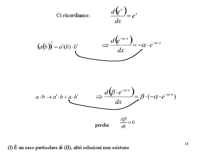 Ci ricordiamo: perche (I) È un caso particolare di (II), altri soluzioni non esistono