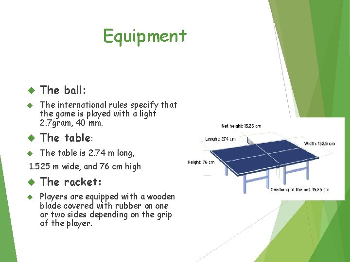 Equipment The ball: The international rules specify that the game is played with a
