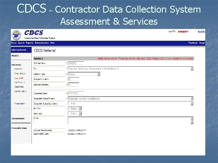 CDCS – Contractor Data Collection System Assessment & Services KPERRY 