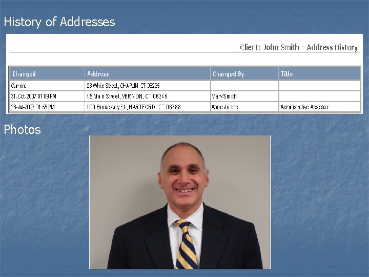 History of Addresses Photos 