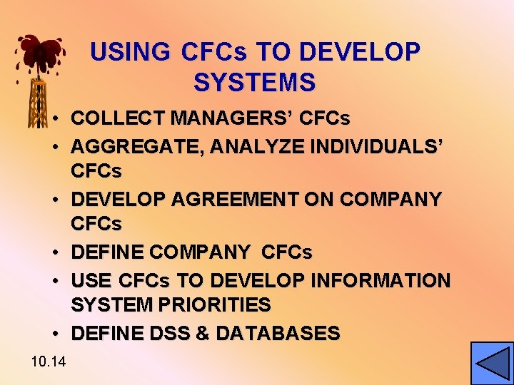 USING CFCs TO DEVELOP SYSTEMS • COLLECT MANAGERS’ CFCs • AGGREGATE, ANALYZE INDIVIDUALS’ CFCs