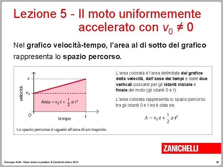 Lezione 5 - Il moto uniformemente accelerato con v 0 ≠ 0 Nel grafico