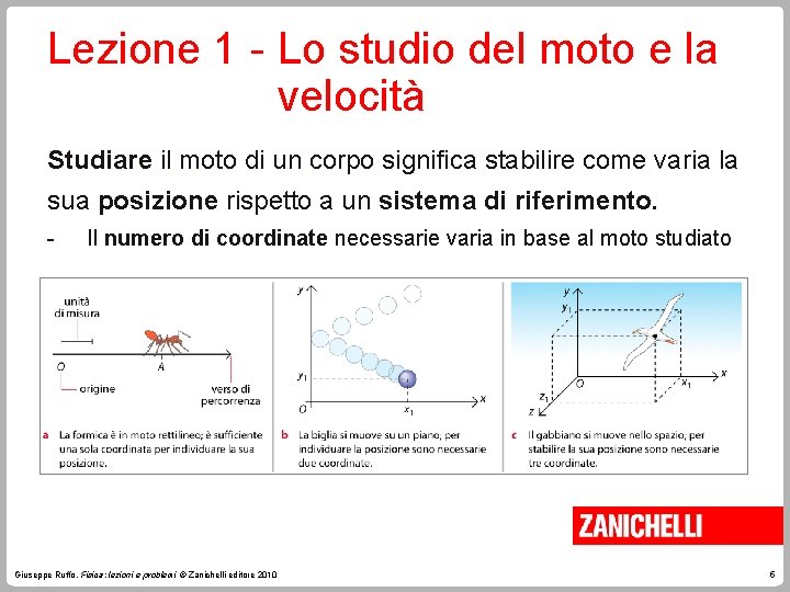 Lezione 1 - Lo studio del moto e la velocità Studiare il moto di