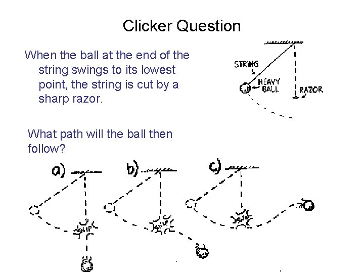 Clicker Question When the ball at the end of the string swings to its
