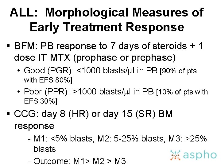ALL: Morphological Measures of Early Treatment Response § BFM: PB response to 7 days