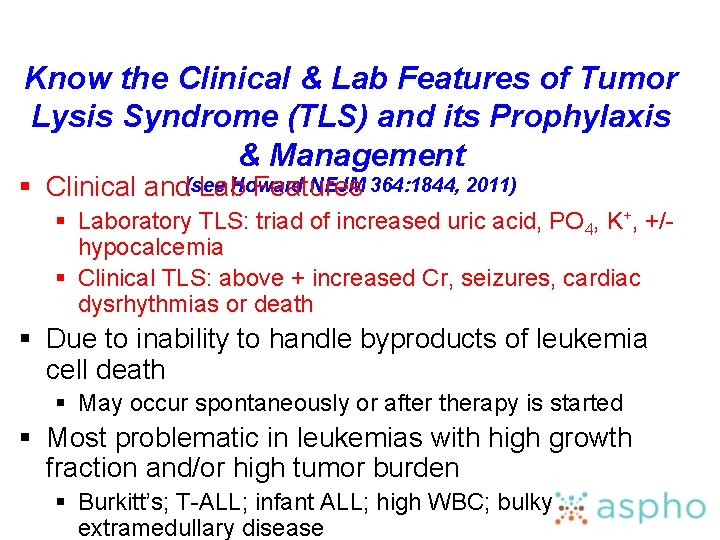 Know the Clinical & Lab Features of Tumor Lysis Syndrome (TLS) and its Prophylaxis