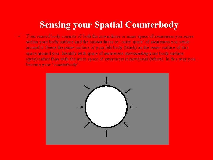 Sensing your Spatial Counterbody • Your sensed body consists of both the inwardness or