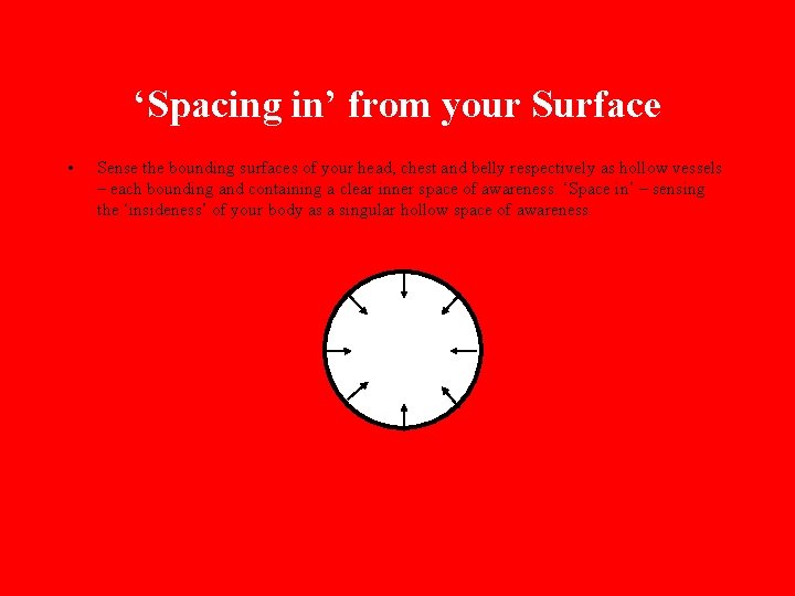 ‘Spacing in’ from your Surface • Sense the bounding surfaces of your head, chest