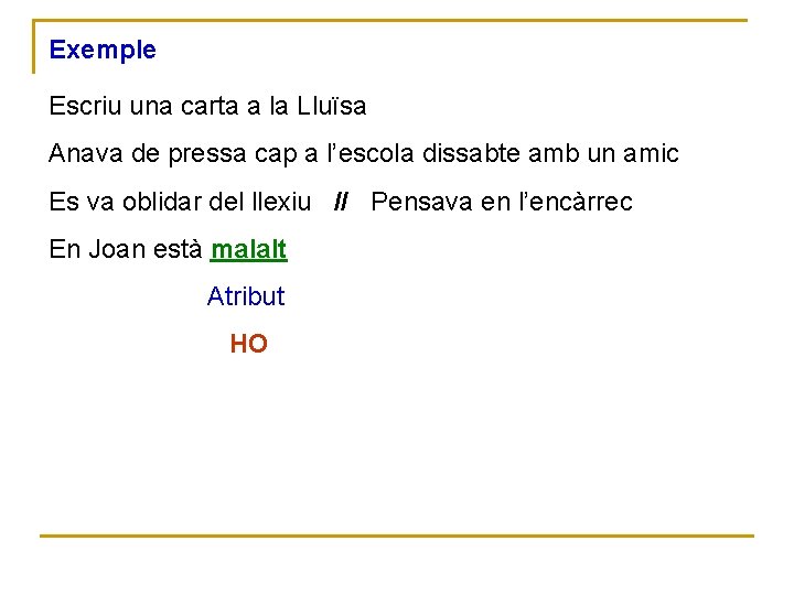 Exemple Escriu una carta a la Lluïsa Anava de pressa cap a l’escola dissabte