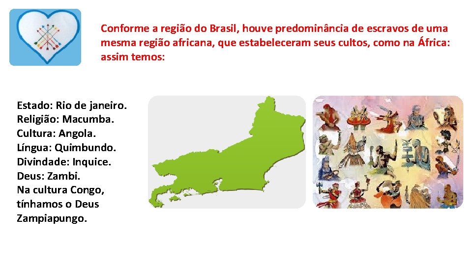 Conforme a região do Brasil, houve predominância de escravos de uma mesma região africana,