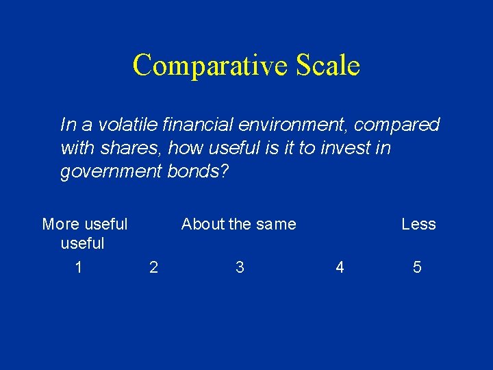 Comparative Scale In a volatile financial environment, compared with shares, how useful is it