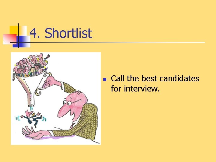 4. Shortlist n Call the best candidates for interview. 