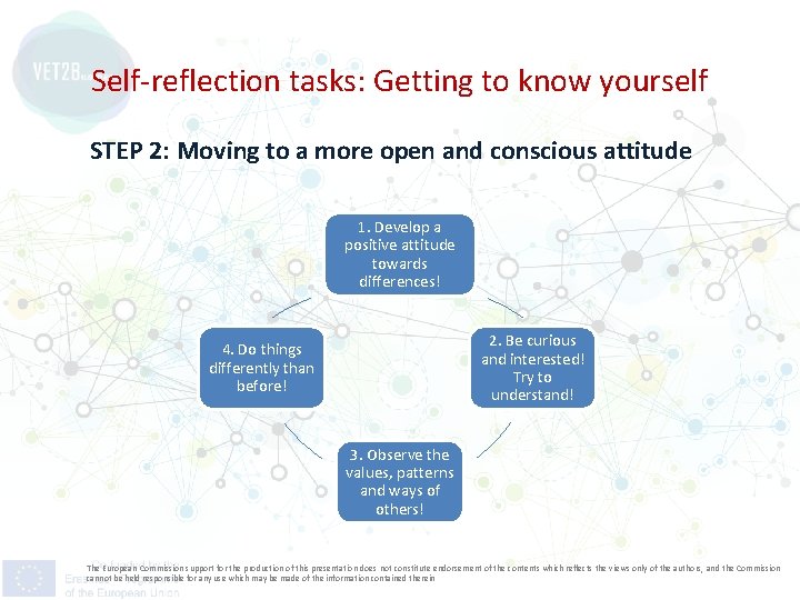 Self-reflection tasks: Getting to know yourself STEP 2: Moving to a more open and