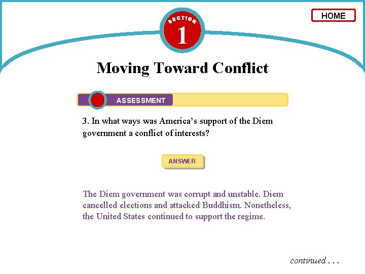 HOME 1 Moving Toward Conflict ASSESSMENT 3. In what ways was America’s support of