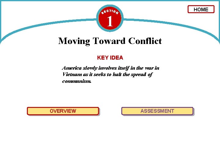 HOME 1 Moving Toward Conflict KEY IDEA America slowly involves itself in the war