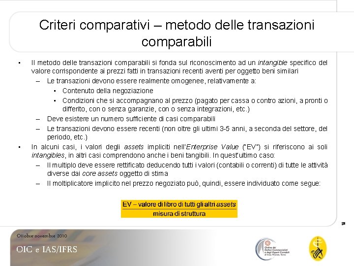 Criteri comparativi – metodo delle transazioni comparabili • • Il metodo delle transazioni comparabili