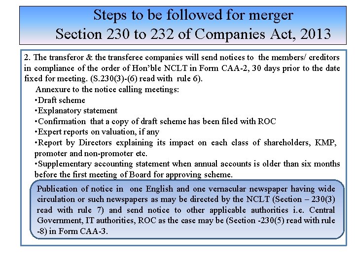 Steps to be followed for merger Section 230 to 232 of Companies Act, 2013