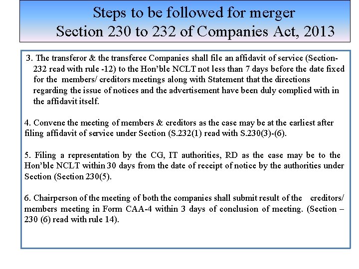 Steps to be followed for merger Section 230 to 232 of Companies Act, 2013