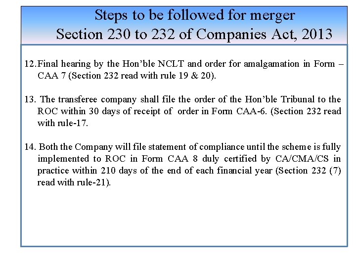 Steps to be followed for merger Section 230 to 232 of Companies Act, 2013