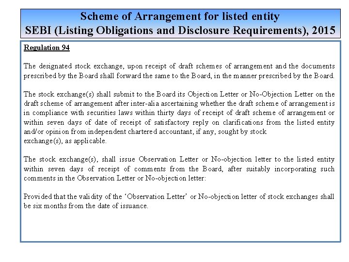 Scheme of Arrangement for listed entity SEBI (Listing Obligations and Disclosure Requirements), 2015 Regulation