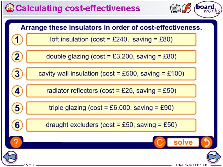 Calculating cost-effectiveness 25 of 30 © Boardworks Ltd 2006 