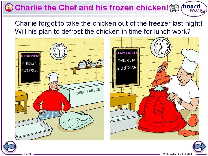 Charlie the Chef and his frozen chicken! Charlie forgot to take the chicken out