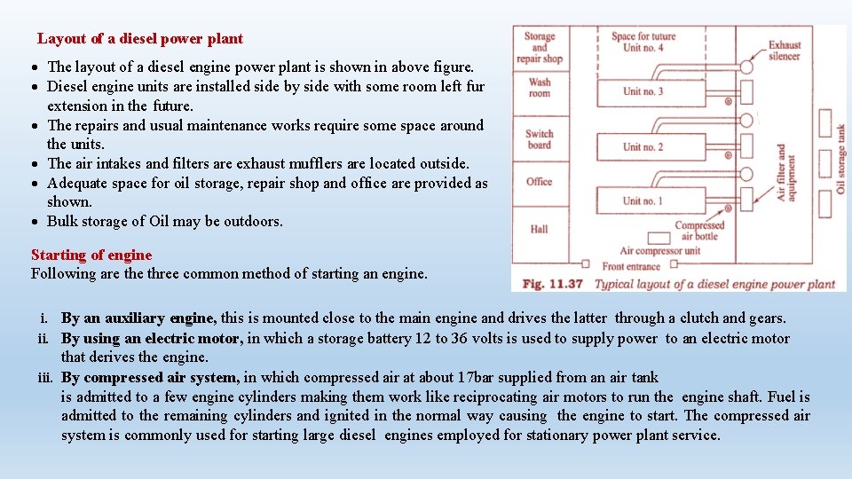 Layout of a diesel power plant The layout of a diesel engine power plant