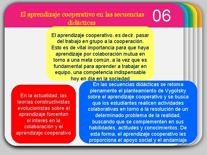 El aprendizaje cooperativo en las secuencias didácticas. 06 WINTER El aprendizaje cooperativo, es decir,