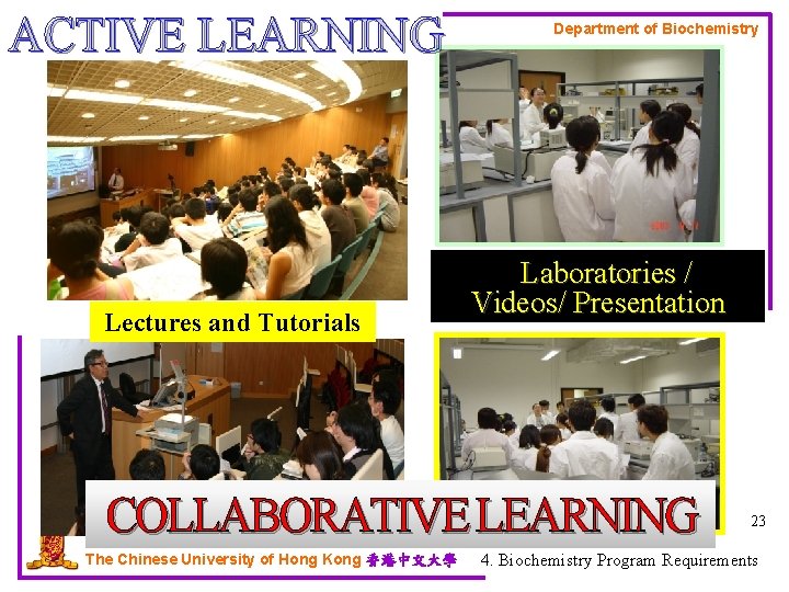 ACTIVE LEARNING Department of Biochemistry Laboratories / Lectures and Tutorials Videos/ Presentation COLLABORATIVE LEARNING