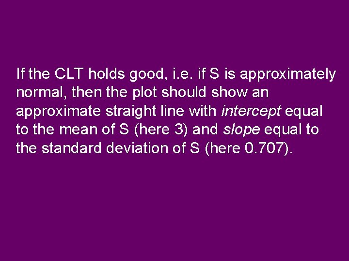 If the CLT holds good, i. e. if S is approximately normal, then the