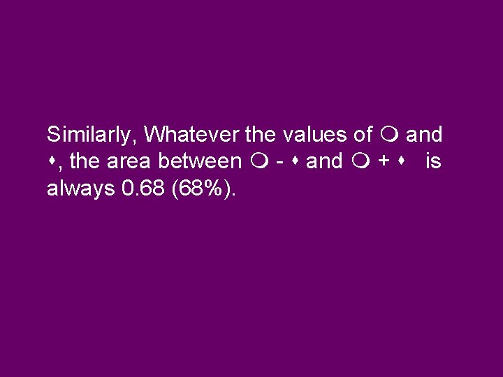Similarly, Whatever the values of and , the area between - and + is