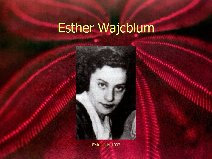 Esther Wajcblum Estusia in 1937. 