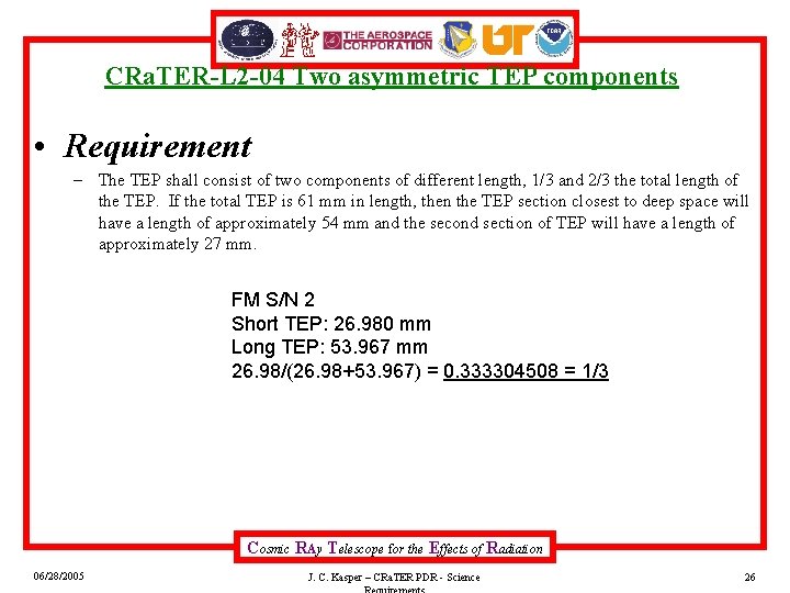 CRa. TER-L 2 -04 Two asymmetric TEP components • Requirement – The TEP shall