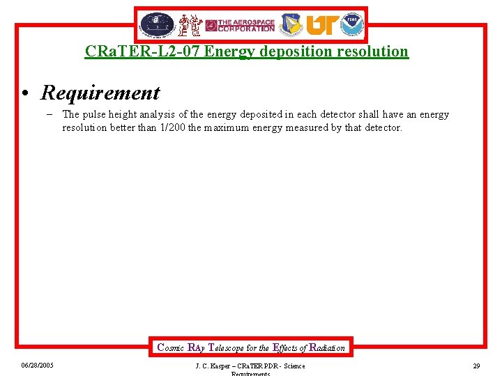 CRa. TER-L 2 -07 Energy deposition resolution • Requirement – The pulse height analysis