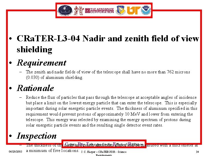 • CRa. TER-L 3 -04 Nadir and zenith field of view shielding •