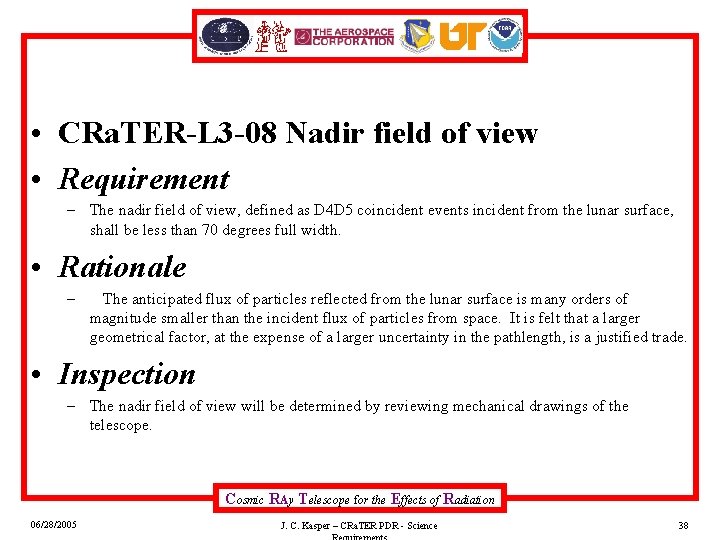  • CRa. TER-L 3 -08 Nadir field of view • Requirement – The