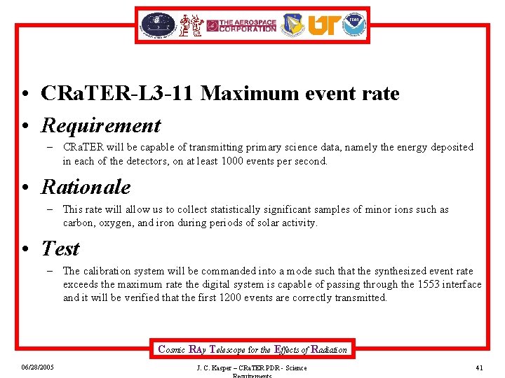  • CRa. TER-L 3 -11 Maximum event rate • Requirement – CRa. TER