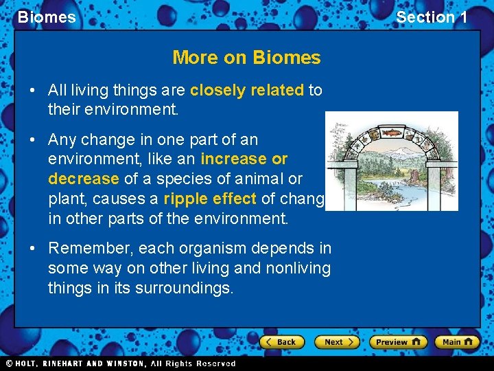 Biomes Section 1 More on Biomes • All living things are closely related to