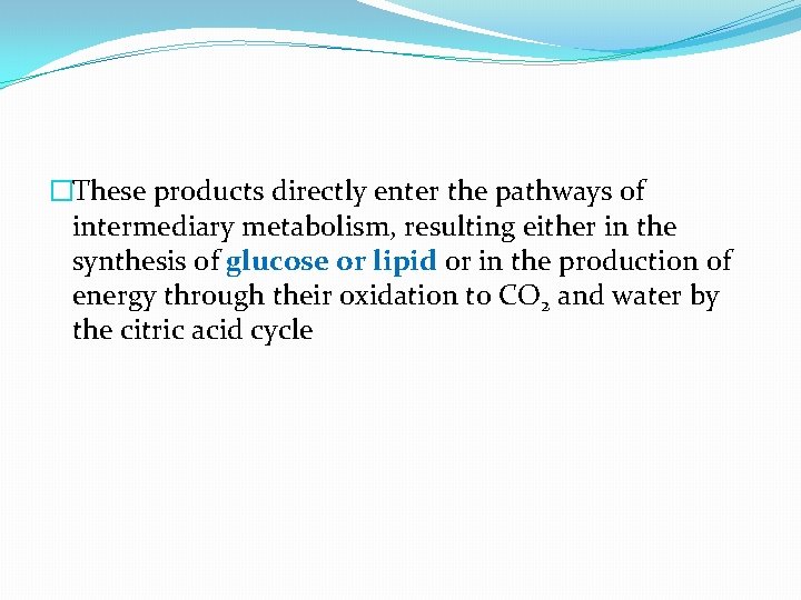 �These products directly enter the pathways of intermediary metabolism, resulting either in the synthesis